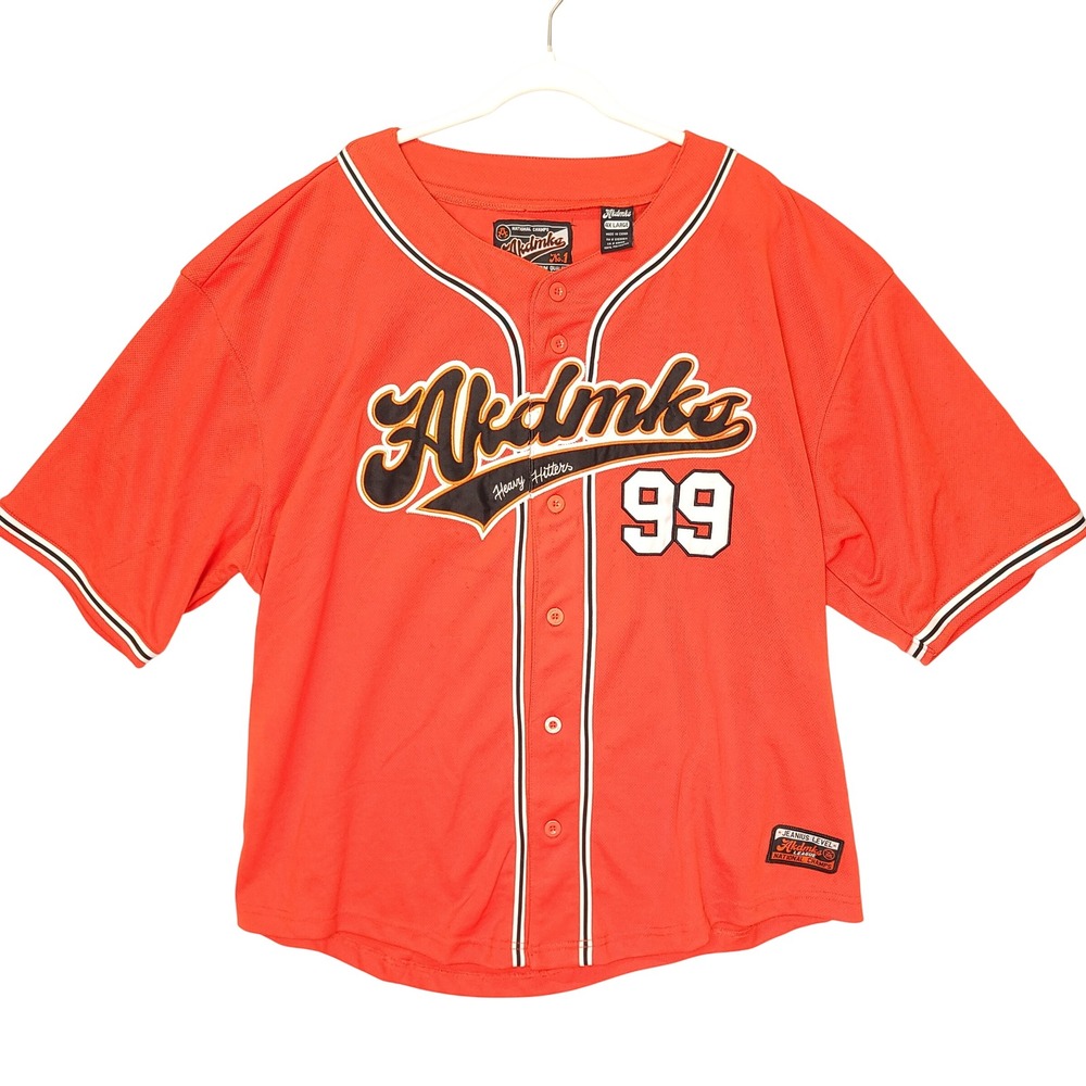 Akademiks Jeanius Level Baseball‎ Jersey Mens 4XL Orange 99 Akdmks